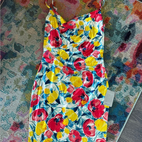 Nordstrom Love By Design Elaine Cowl Neck Dress - NWT! Floral and satin. - Picture 3 of 4